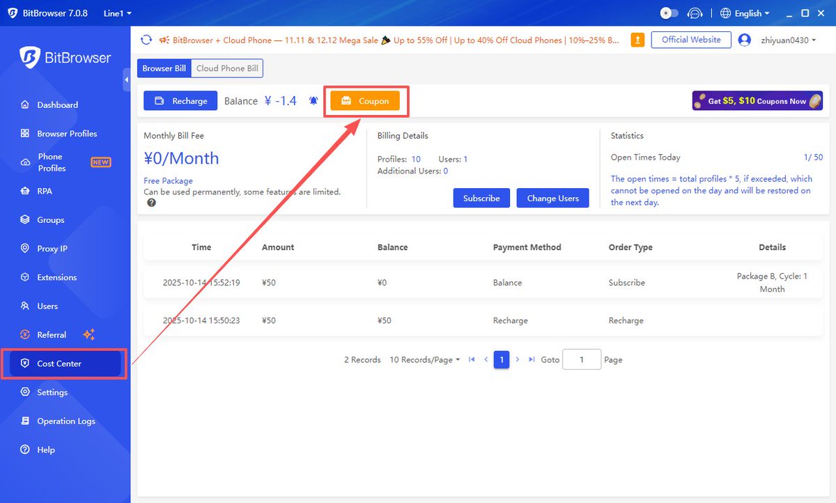BitBrowser2's tweet image. Here&apos;s how to redeem your voucher in 3 easy steps! 🎁
1️⃣ Go to #BitBrowser → Cost Center → Coupon
2️⃣ Click &quot;Redeem Cloud Phone Trial Credit&quot;
3️⃣ Paste your code &amp;amp; hit &quot;Exchange&quot;