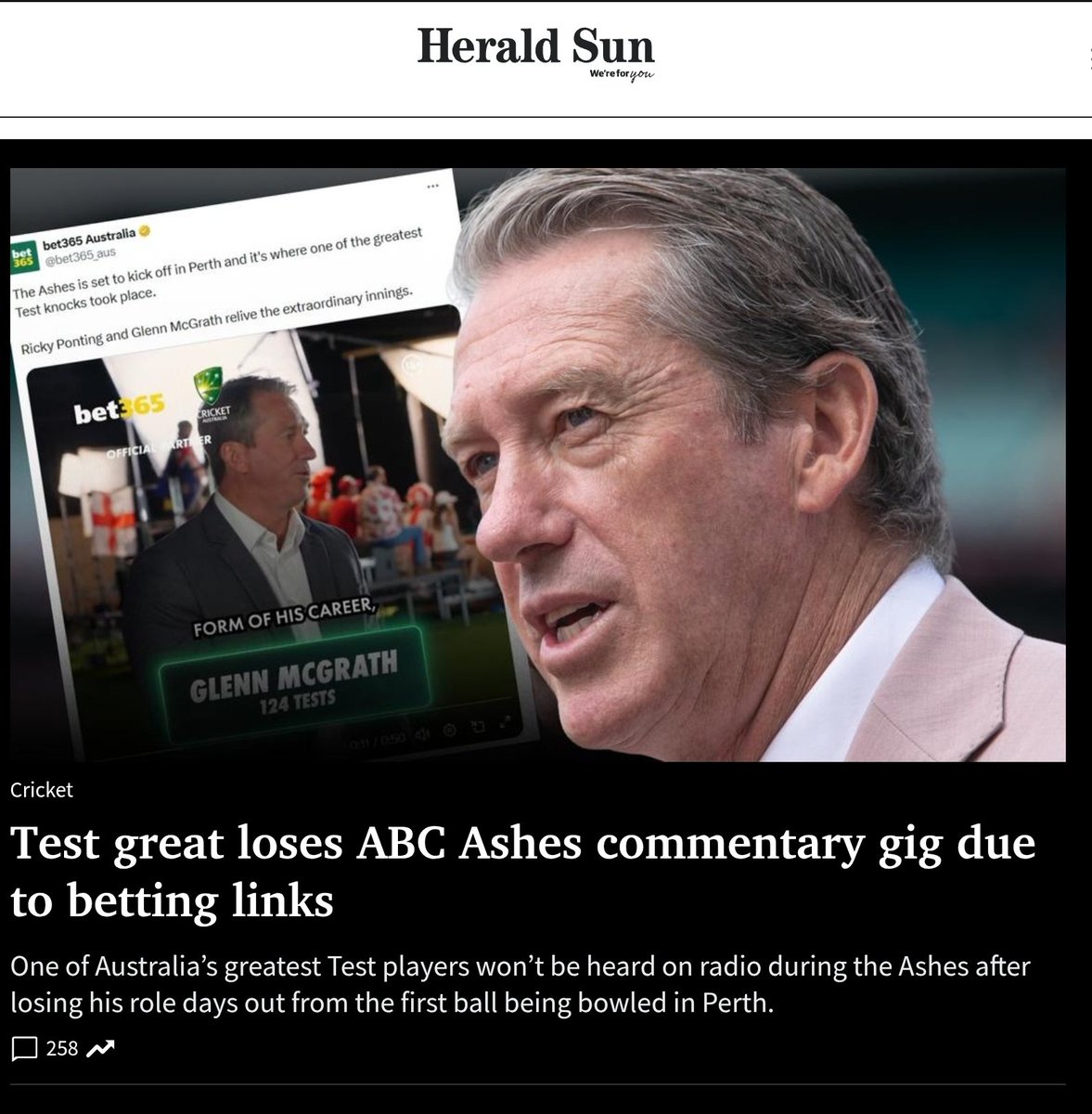 I mean <a href="/theheraldsun/">Herald Sun</a>.. You got in " Test Great" but you forgot to add in "Elephant Killer"...