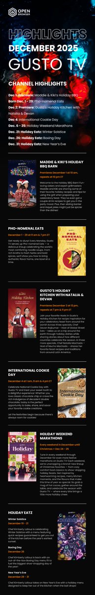 open_browser's tweet image. Check out Gusto TV&apos;s December preview. 
lt&apos;s all about to be revealed!🔥🔥🔥 
How to watch: Open the Open Browser, then go to live, find &quot;GustoTV&quot; to watch!🔥🔥🔥 
Stay tuned to our X page and don&apos;t miss a moment!🔥🔥🔥 
#OpenBrowser #GustoTV 
@gustotv