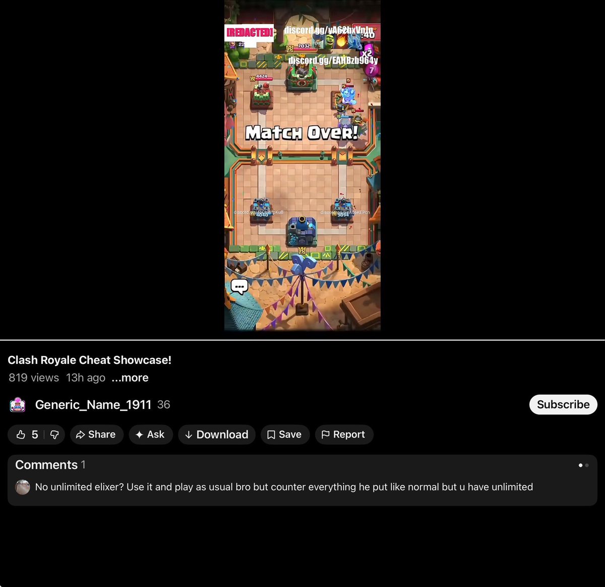 🚨BREAKING NEWS🚨
<a href="/ClashFahad/">Fahad</a> has recently been caught using cheats that track your opponents elixir, cycle, and can show where drill/barrel/miners go. He’s been using this in top 500 this season on Clash Royale!!!