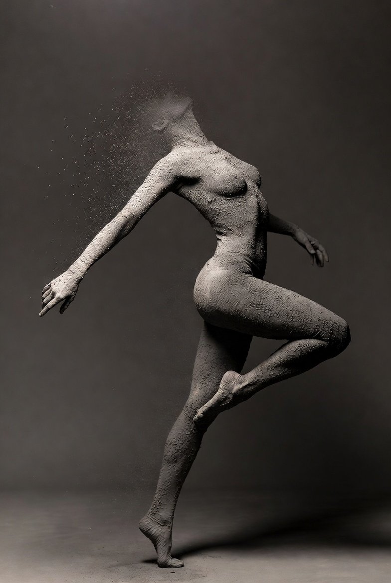 Andrewaiworld's tweet image. Prompt 📢: A minimalist black and white photograph of a charcoal dust figure in a dynamic pose.

#AIart #creativeai #GrokAI #charcoal #GenerativeAI