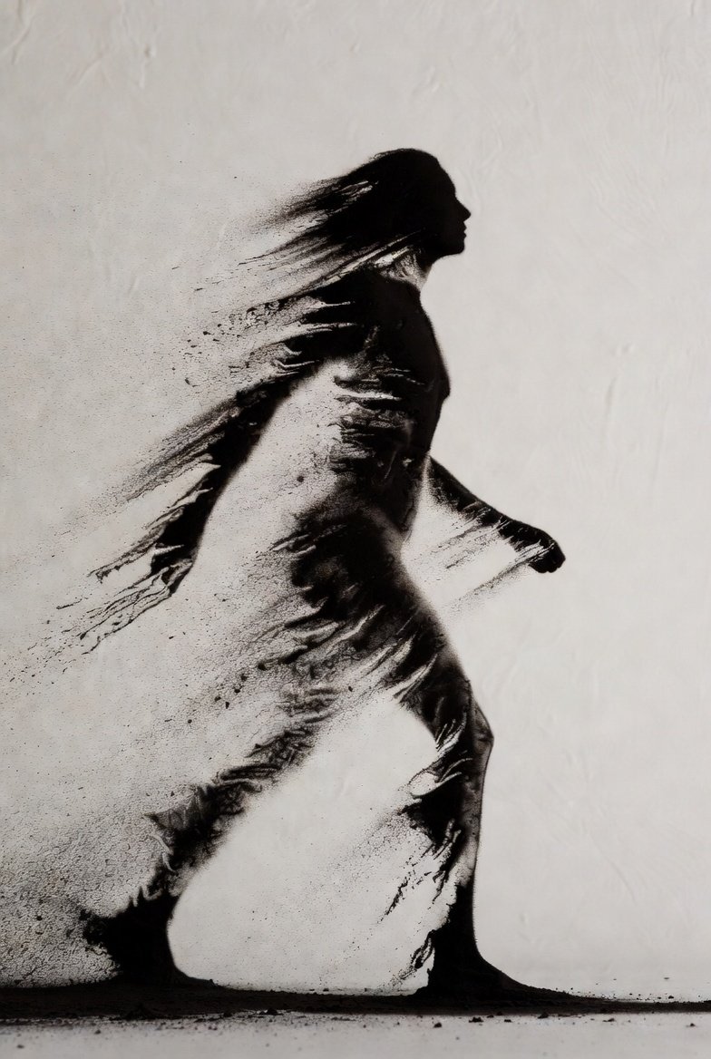 Andrewaiworld's tweet image. Prompt 📢: A minimalist black and white photograph of a charcoal dust figure in a dynamic pose.

#AIart #creativeai #GrokAI #charcoal #GenerativeAI