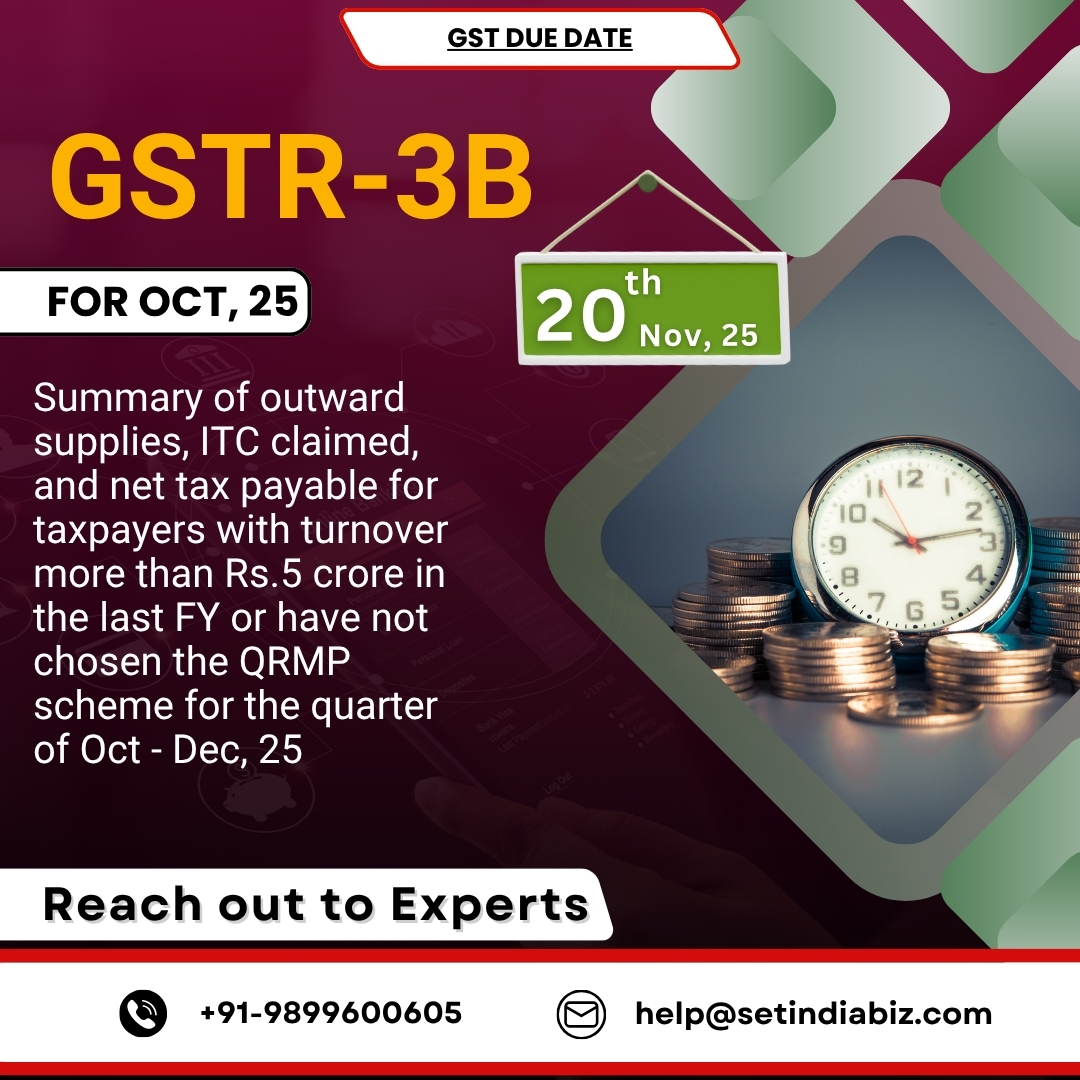 setindiabiz's tweet image. 🚨 GST Due Date Alert 🚨

Filing GSTR-3B Due Date is too close.

File ASAP to ensure compliance.

Stay informed.

Get Help@ zurl.co/t6nvh

Join WhatsApp: zurl.co/Cp16c

#gstr3b #duedate #gstreturn #gstcompliance #gstcalendar  #taxes #taxcompliance #setindiabiz