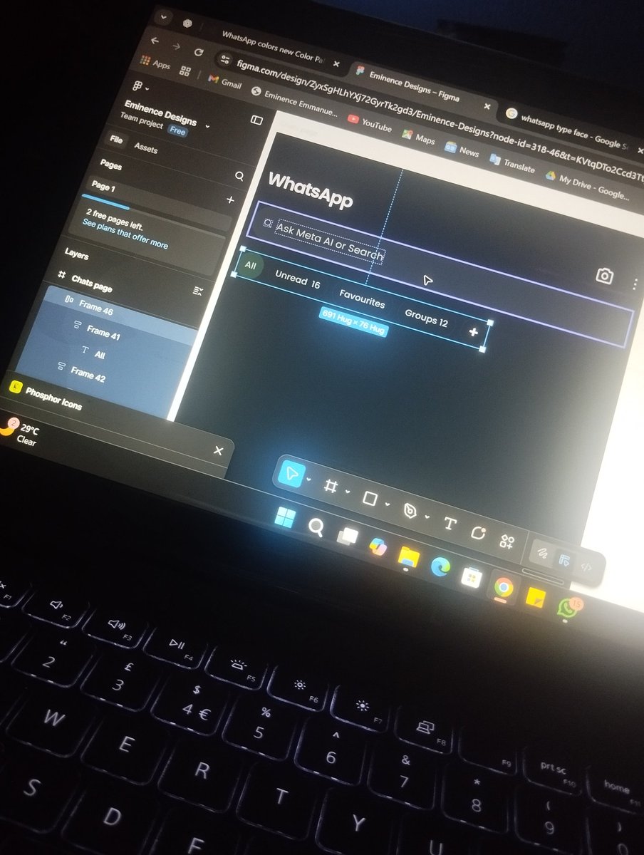 Eminence_Nuel's tweet image. So, a random thought just crossed my mind while I was trying to really implement what I&apos;ve learnt so far in Auto layouts, Components, typography and some shortcuts, then I decided to replicate the WhatsApp Chats page. 

I&apos;d love your feedback, yunno!😁