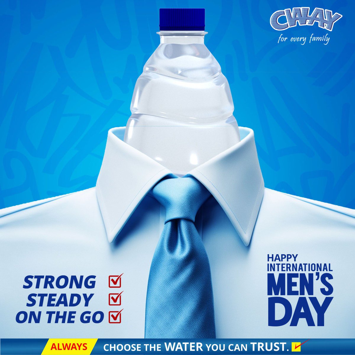 We celebrate men powering through goals, responsibilities, and everyday hustle, your strength inspires. Your steadiness grounds us. Happy International Men’s Day. 💧

CWAY OTG celebrates every man today and always.

#CWAYOTG #Internationalmensday2025 #Celebratingmen