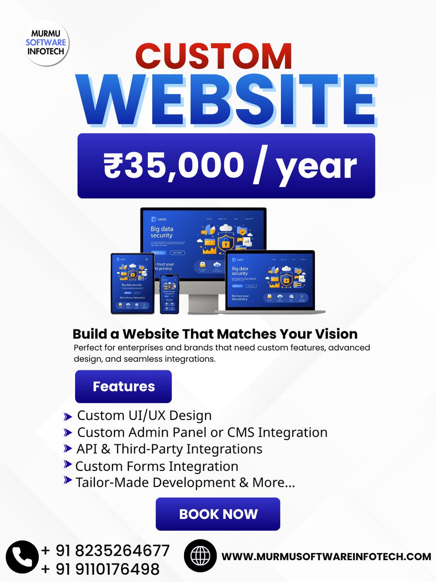 MurmuSoftware's tweet image. Transform Your Brand With a Custom-Built Website That Speaks Quality
 Your brand is more than a business — it’s an experience

Call +91 9110176498
Website: murmusoftwareinfotech.com

#customwebdesign #professionalwebsite #brandexperience #uiuxdevelopment #businessbranding