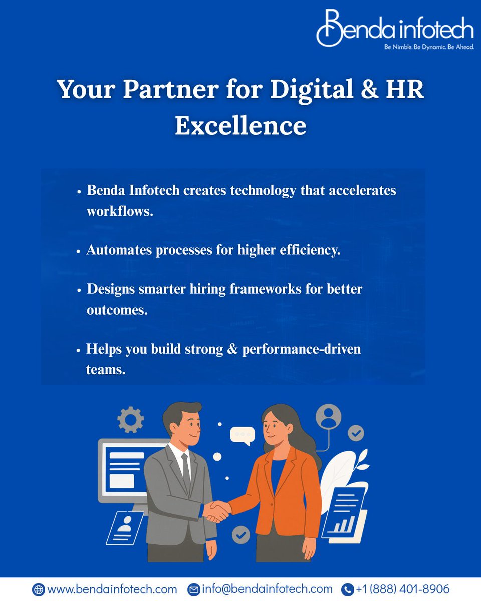 Benda_Infotech's tweet image. Tech that streamlines your workflow.
HR solutions that strengthen your team.
#DigitalTransformation #HRSolutions #SmartHiring #BusinessGrowth #BendaInfotech