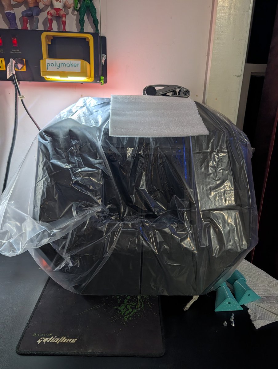 FDMS8 sub frame glued together, since I used contact cement I wanted the best bond possible so it's wrapped with a tow strap and torqued down as hard as I could (the shell didn't creek at single bit) so 360* force on all glued parts.  I'm leaving it for 24hrs and will be doing