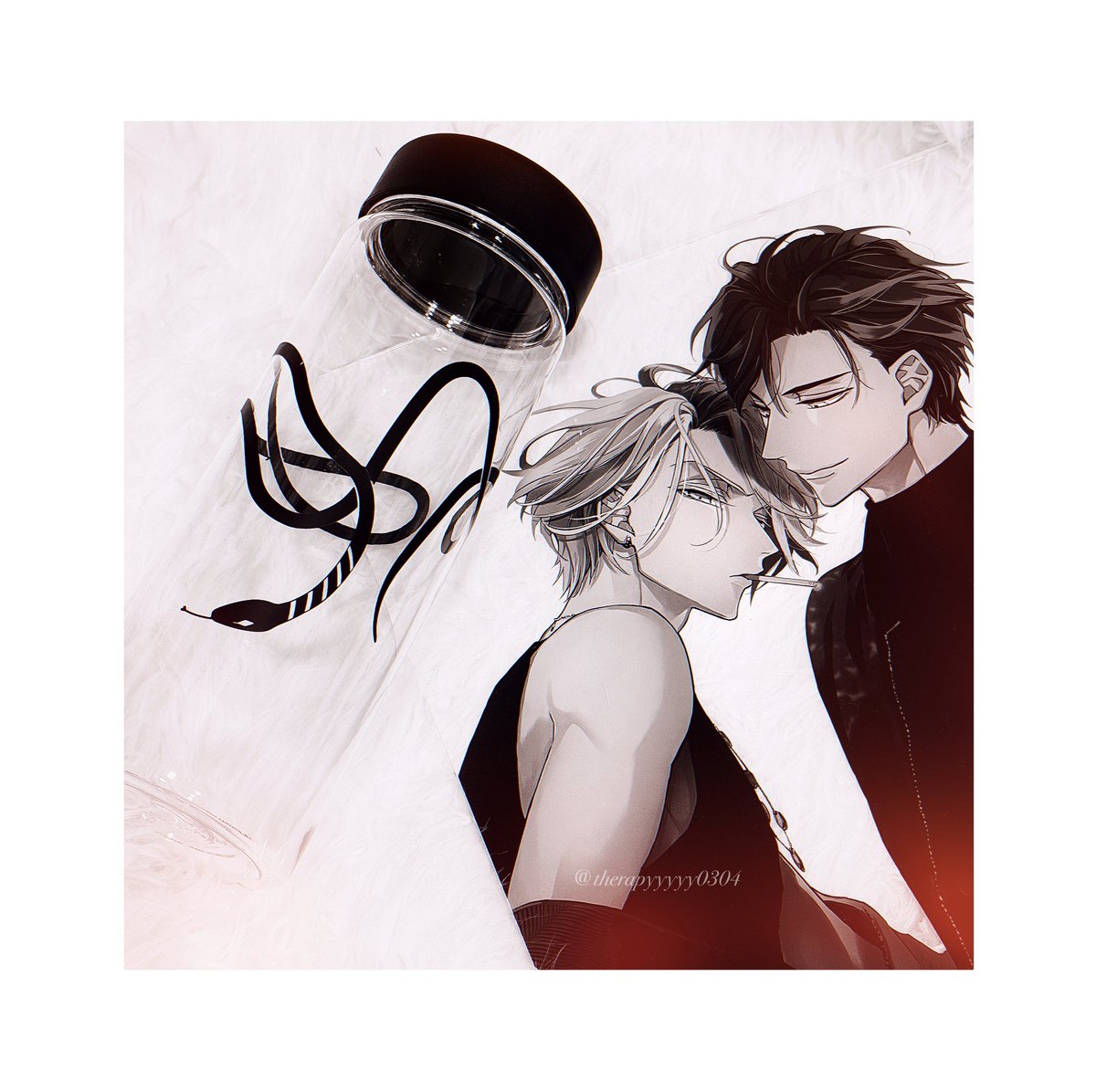 セラピーゲームのフェアグッズにある湊のタトゥーのデザイングラスと