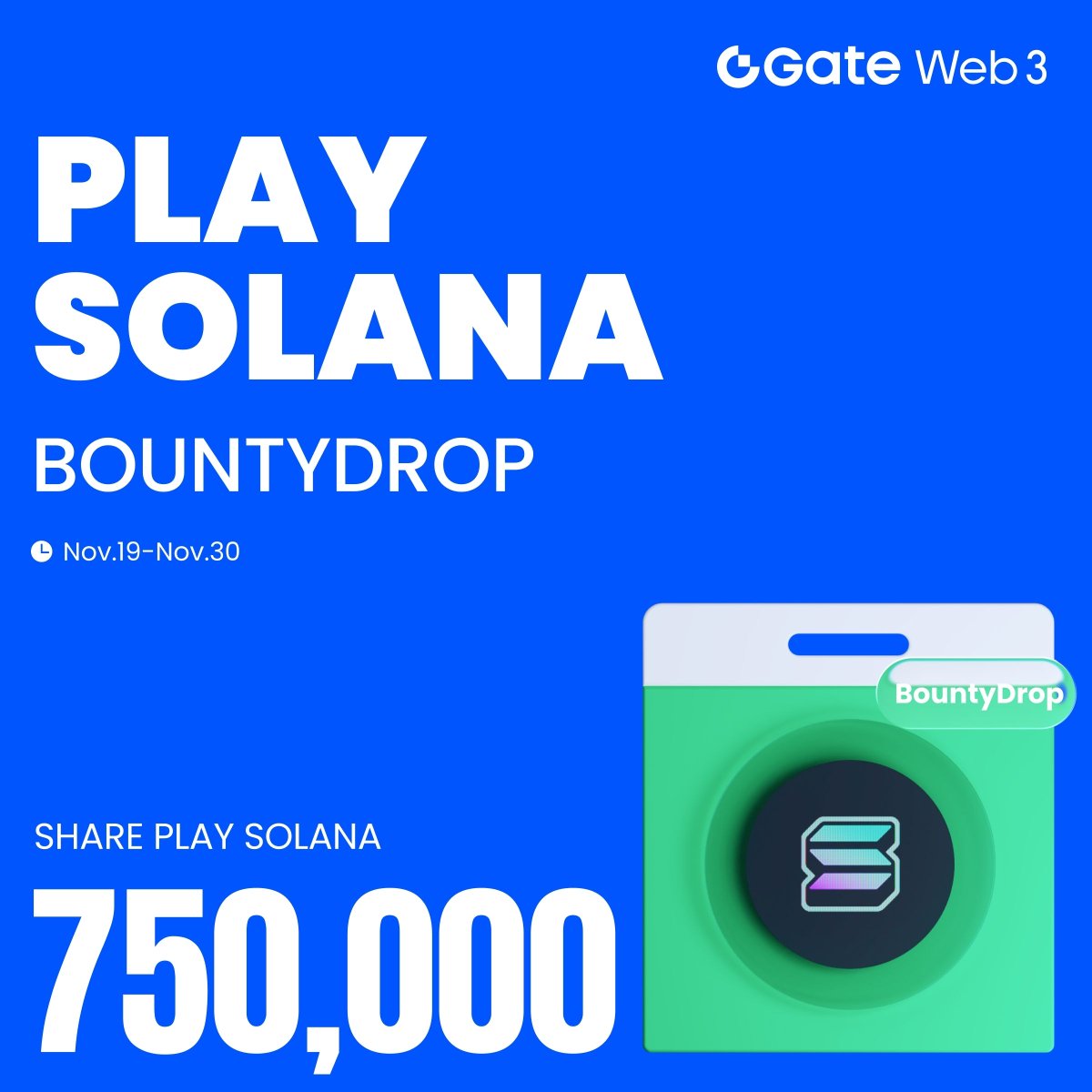 GateWeb3_HQ's tweet image. 🔥#GateWeb3 &amp;amp; @playsolana #BountyDrop is Live!

Complete the Tasks to Share 750,000 PLAY
 ✅ Hold assets worth at least 10 USDT (or equivalent) in Gate Web3 across the SOL chain.
 ✅ Accumulate purchases of ≥ $30 worth of PLAY during the event period
 ✅ Follow @GateWeb3_HQ &amp;amp;…