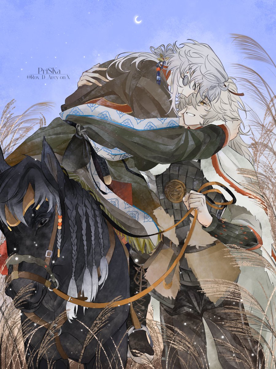 r0x1f3r's tweet photo. The man walked across the steppe, carrying the courage to challenge heaven and earth, but lost his heart to the nomadic child of sun and wind.
#jingren  🌾🌙 #景刃 https://t.co/dC2RlKiUpW