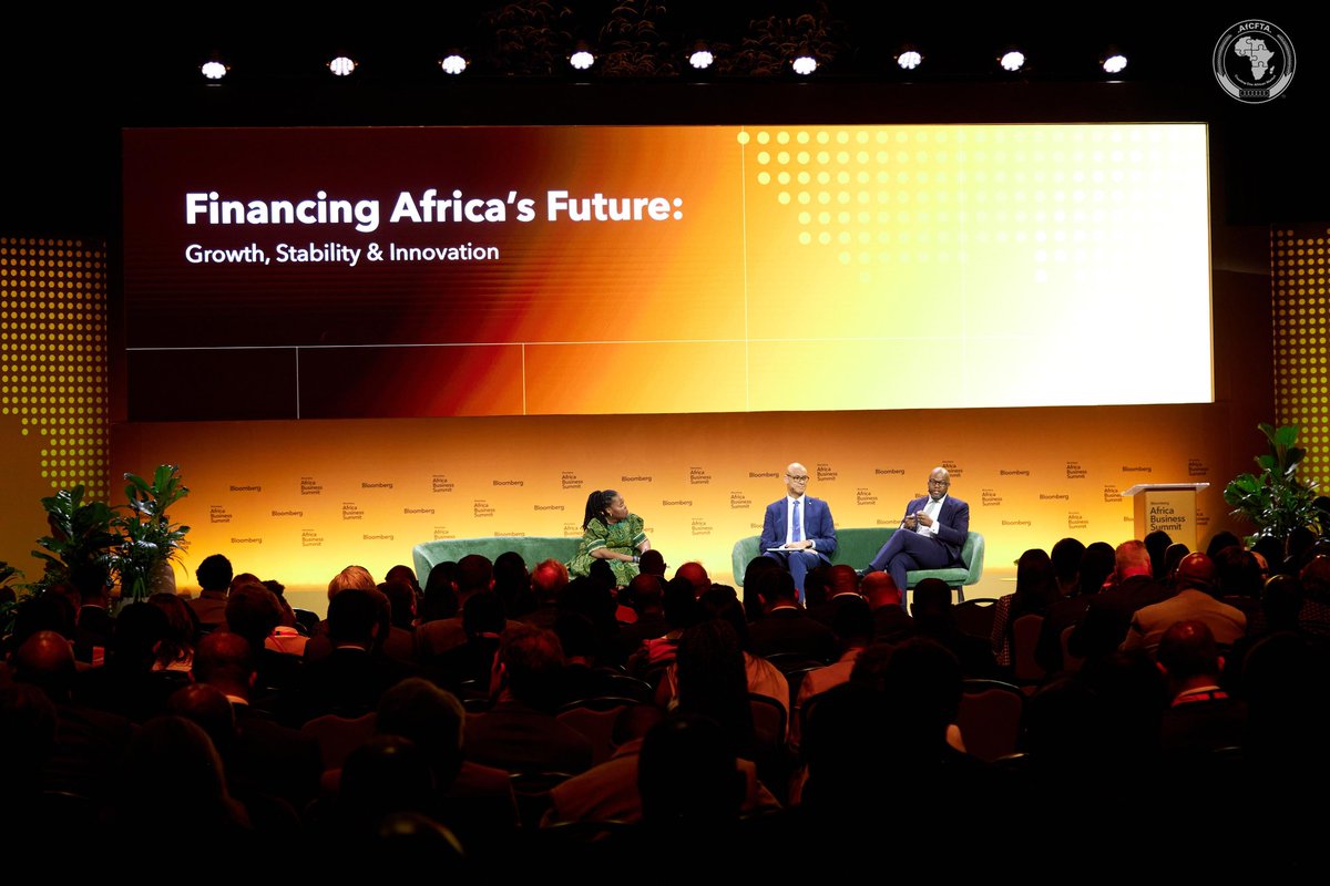 AfCFTA's tweet photo. At the Bloomberg Africa Business Summit, H.E. Wamkele Mene, Secretary-General of the AfCFTA, underscored a critical challenge that Africa’s cost of debt remains up to 20 times higher, driven by outdated risk perceptions, with citizens bearing the impact.
He called for greater mobilisation of domestic capital, positioning SMEs as an investible asset class, investing in infrastructure, and strengthening African DFIs to better mitigate risk.
Despite progress made, major constraints persist, including high logistics costs, weak infrastructure and currency fragmentation. The AfCFTA provides the legal foundation, and Africa must now scale investment and deepen integration to unlock meaningful intra-African trade.
