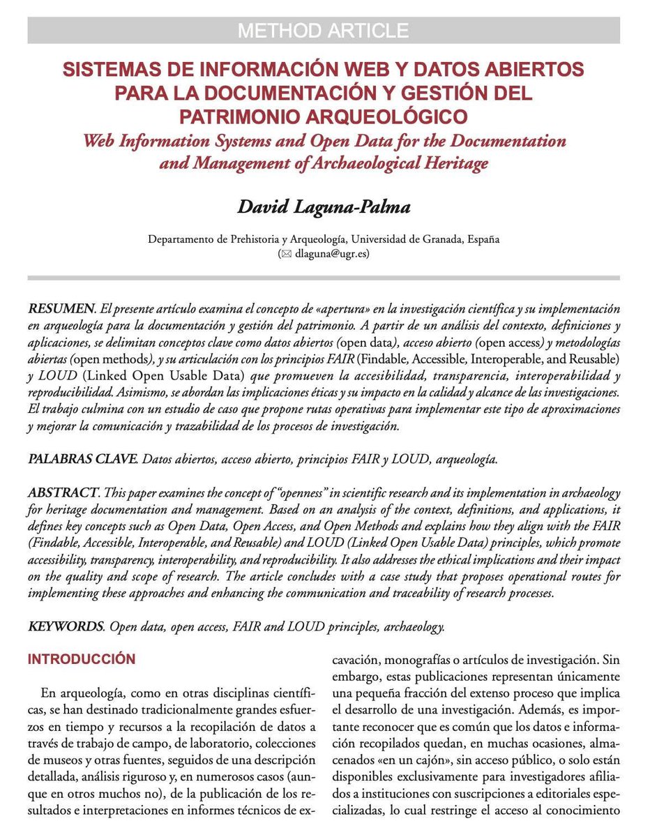 dlagunapalma's tweet image. 📢🚨Nueva publicación disponible🚨
“Sistemas de información web y datos abiertos para la documentación y gestión del patrimonio arqueológico” 
🔗 purl.org/aia/5618
#openscience #opendata #openaccess #archaeology