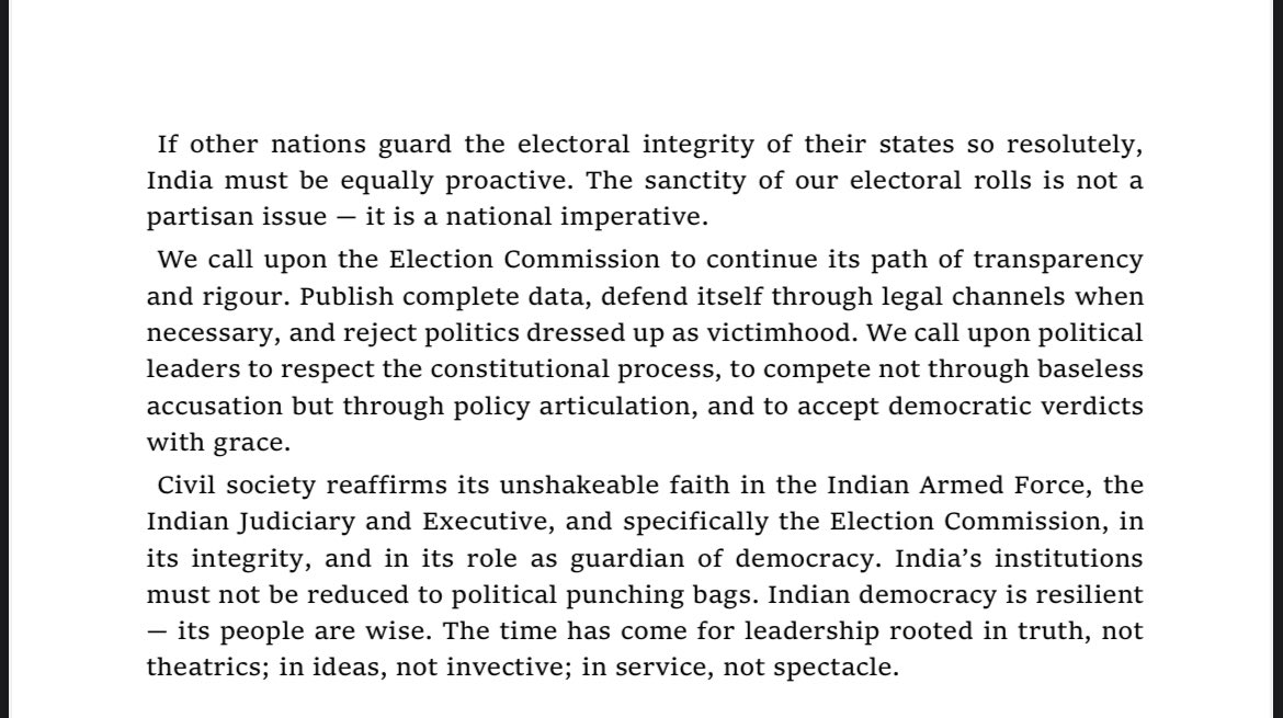 MeghUpdates's tweet image. 🚨 BIG BREAKING

272 eminent citizens including 16 judges, 123 retired bureaucrats with 14 ambassadors, and 133 retired armed forces officers have released an open letter. 

They condemn LoP Rahul Gandhi and the Congress Party for trying to tarnish institutions like the Election…