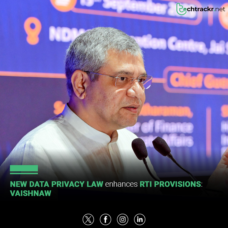 TechTrackr_net's tweet image. IT Minister Ashwini Vaishnaw says the DPDP Act strengthens RTI, ensuring citizens can see what personal data companies hold about them.

#DPDPAct #RTI #DataProtection #AshwiniVaishnaw #DigitalIndia #PrivacyLaw #TechPolicy #IndiaGovt
 #TechTrackr #TechNews