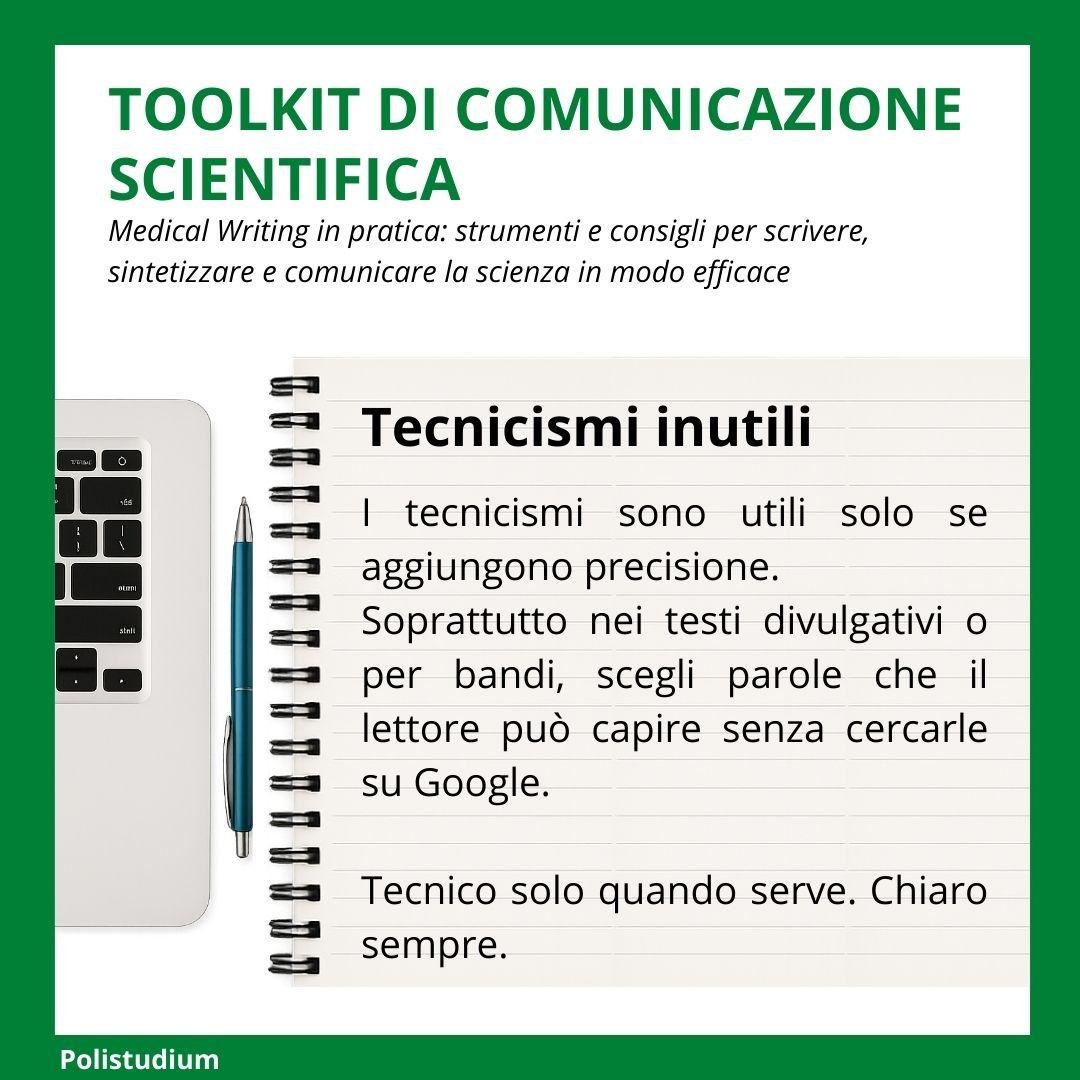polistudium's tweet image. TOOLKIT DI COMUNICAZIONE SCIENTIFICA
📣 Se il tuo lettore deve aprire Google per capirti… hai un problema, non uno stile.
I tecnicismi sono strumenti, non medaglie.
✅ Usali quando servono a essere precisi.
❌ Evitali quando complicano inutilmente.

#PlainLanguage #ScienceForAll