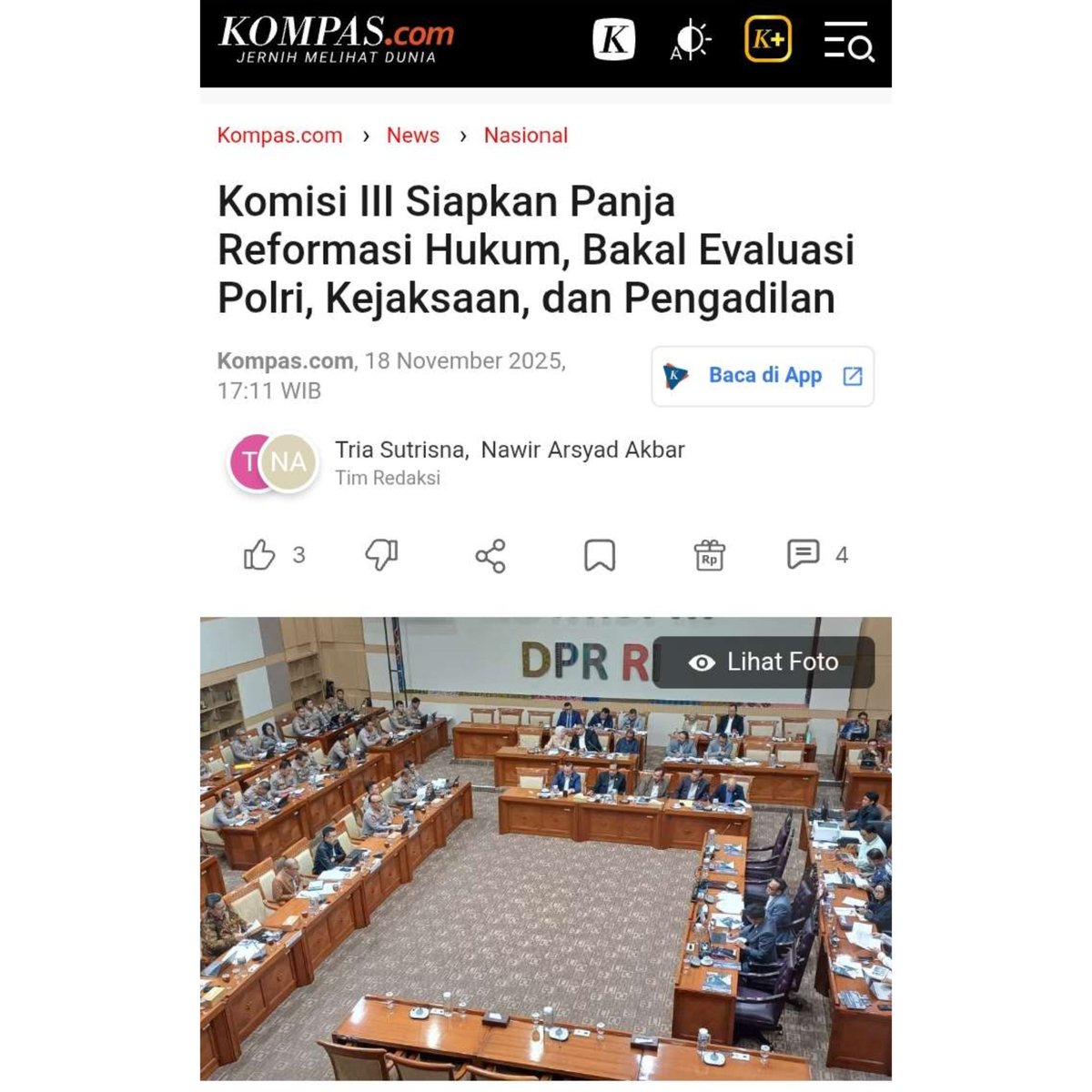 Komisi III DPR menggulirkan rencana pembentukan panitia kerja (Panja) yang akan mendorong reformasi di lingkungan Polri, Kejaksaan, dan pengadilan.

Semoga bukan sekedar wacana !

-----
Ini X Hoax  Sabang RCTI 
Cucun pak abdul