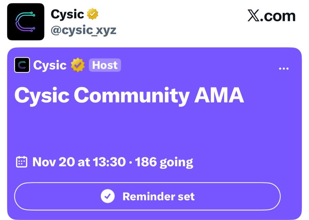 Another <a href="/cysic_xyz/">Cysic (mainnet arc)</a> AMA is coming up this Thursday, November 20th at 1:30 PM UTC, and it is shaping up to be one of the most important sessions yet. If you have been following the progress of the network, this is your moment to bring forward every question, curiosity, and idea you