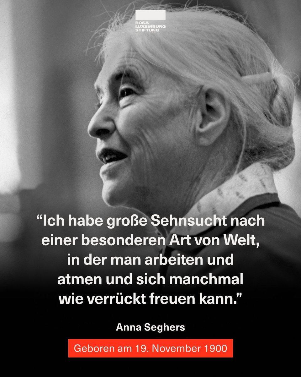 Heute vor 125 Jahren als Netty Reiling in Mainz geboren, entscheidet Anna Seghers sich zunächst für ein Studium der Geschichte, Kunstgeschichte und Sinologie in Köln und Heidelberg. 

#AndiesemTag 🧵