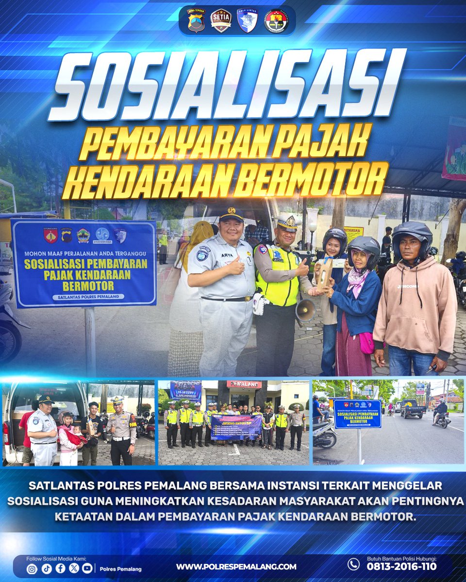 polres_pemalang's tweet photo. Satlantas Polres Pemalang bersama Bapenda Kabupaten Pemalang menggelar Sosialisasi guna Meningkatkan Kepatuhan Masyarakat dalam membayar pajak kendaraan bermotor.
#polrespemalang #polisiindonesia #AKBPRendysetiapermana #divisihumaspolri #spripimpolri #polrihadir #opszebra https://t.co/FvGuXftokX