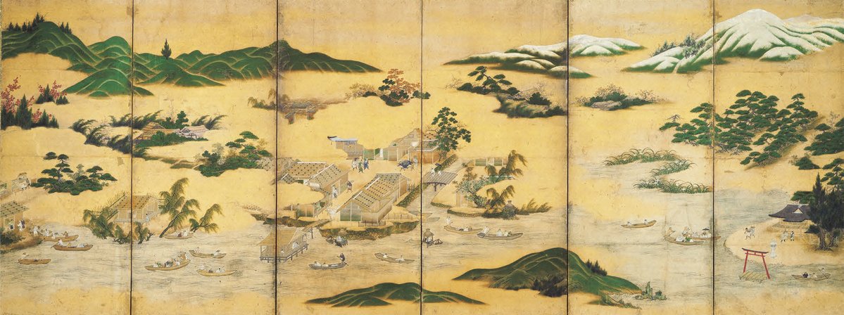 近江名所図屏風 #近江の名所展 #重要文化財 室町時代 滋賀県立美術館
