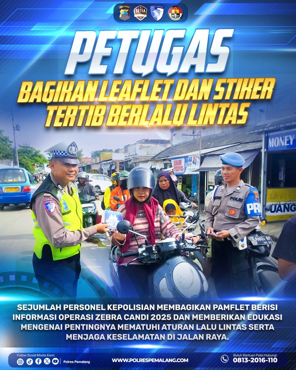 polres_pemalang's tweet photo. Sosialisasi Operasi Zebra Candi Polres Pemalang
@divisihumaspolri
@humas_poldajateng
#polrespemalang #pemalang #polisiindonesia #AKBPRendysetiapermana #divisihumaspolri #spripimpolri #polrihadir #opszebra https://t.co/XrEY0byNg0