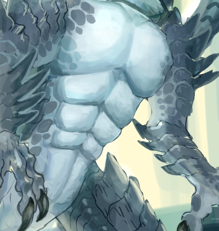 描いてる途中ドラゴンさんのお腹、良い