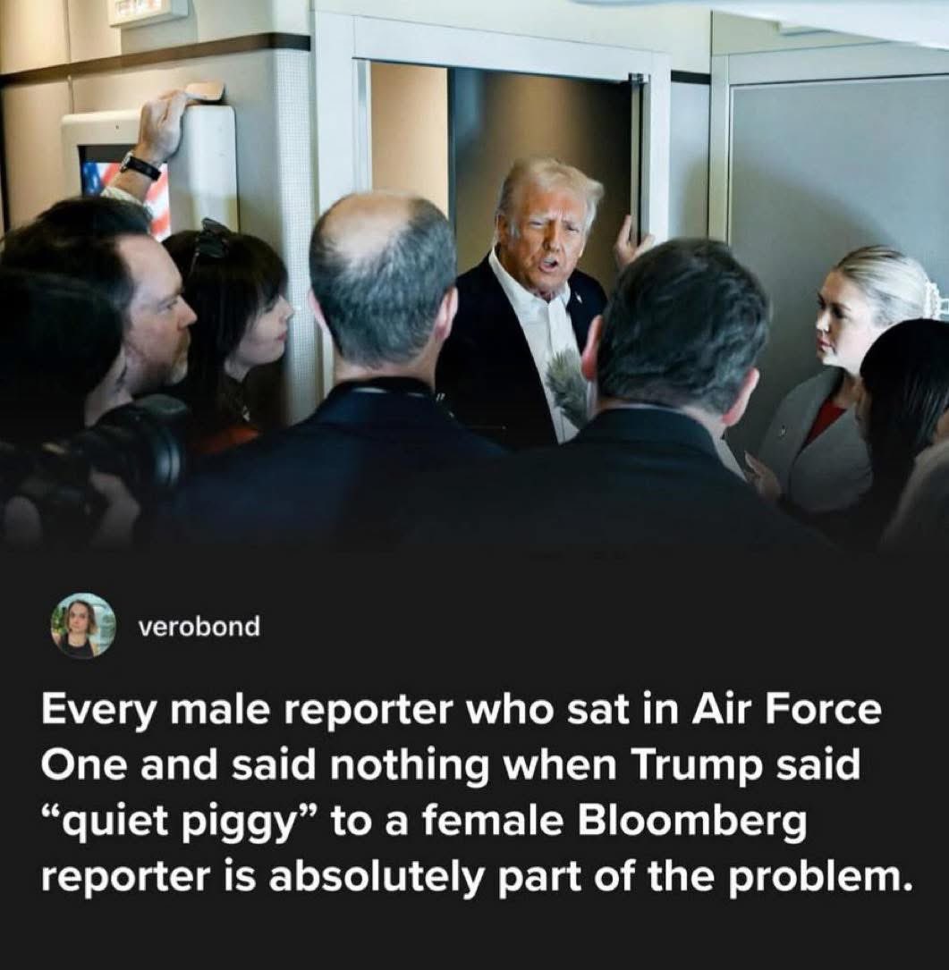 Those male journalists on Air Force one are gutless pieces of shit. 

The only journalists with the guts to ask Trump the questions that should be asked are female. 

While getting zero support from their gutless male colleagues.