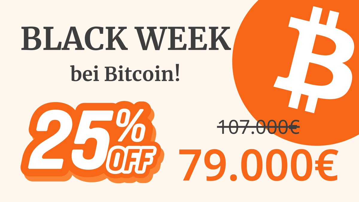 Preishammer! 😜📉🔨
Passend zur Black Week gibt es aktuell über 25 Prozent Rabatt auf Bitcoin!
Natürlich in gewohnter Qualität erhältlich bei <a href="/coinfinity/">Coinfinity ⚡️</a>. 😎