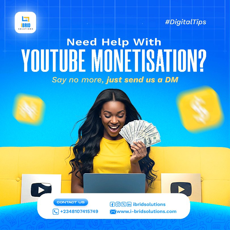 ibrid_solutions's tweet image. Need help with youtube monetisation? Say no more, just send us a DM
#DigitalTips #Marketing101 #BusinessOnline