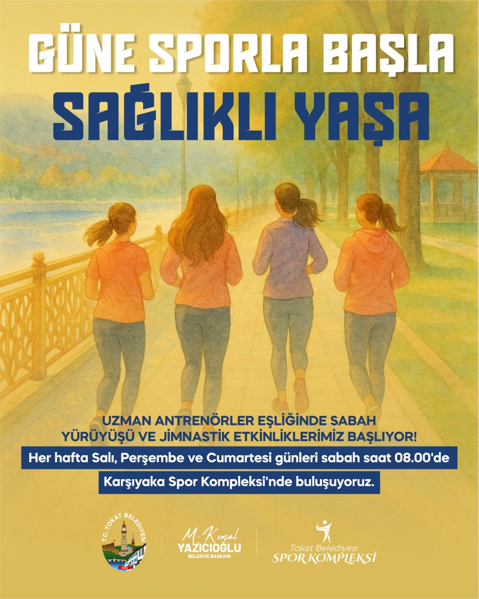 Güne Sporla Başla, Sağlıklı Yaşa🏃

Uzman antrenörler eşliğinde sabah yürüyüşü ve jimnastik etkinliklerimiz başlıyor. 👋

📌Her hafta Salı, Perşembe ve Cumartesi günleri saat 08.00'de Karşıyaka Spor Kompleksi'nde buluşuyoruz.