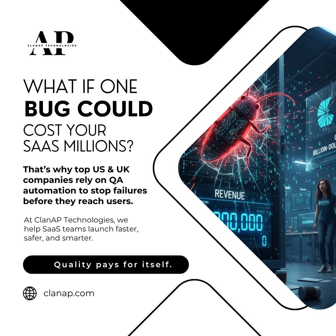 ClanapTech's tweet image. One unnoticed bug can cost your SaaS millions.
Top teams rely on QA automation to catch failures before users ever see them.

Want to launch faster and safer?
👉 Book a free QA consultation today at clanap.com

#QA #QAAutomation #SoftwareTesting #SaaS #TechStartup