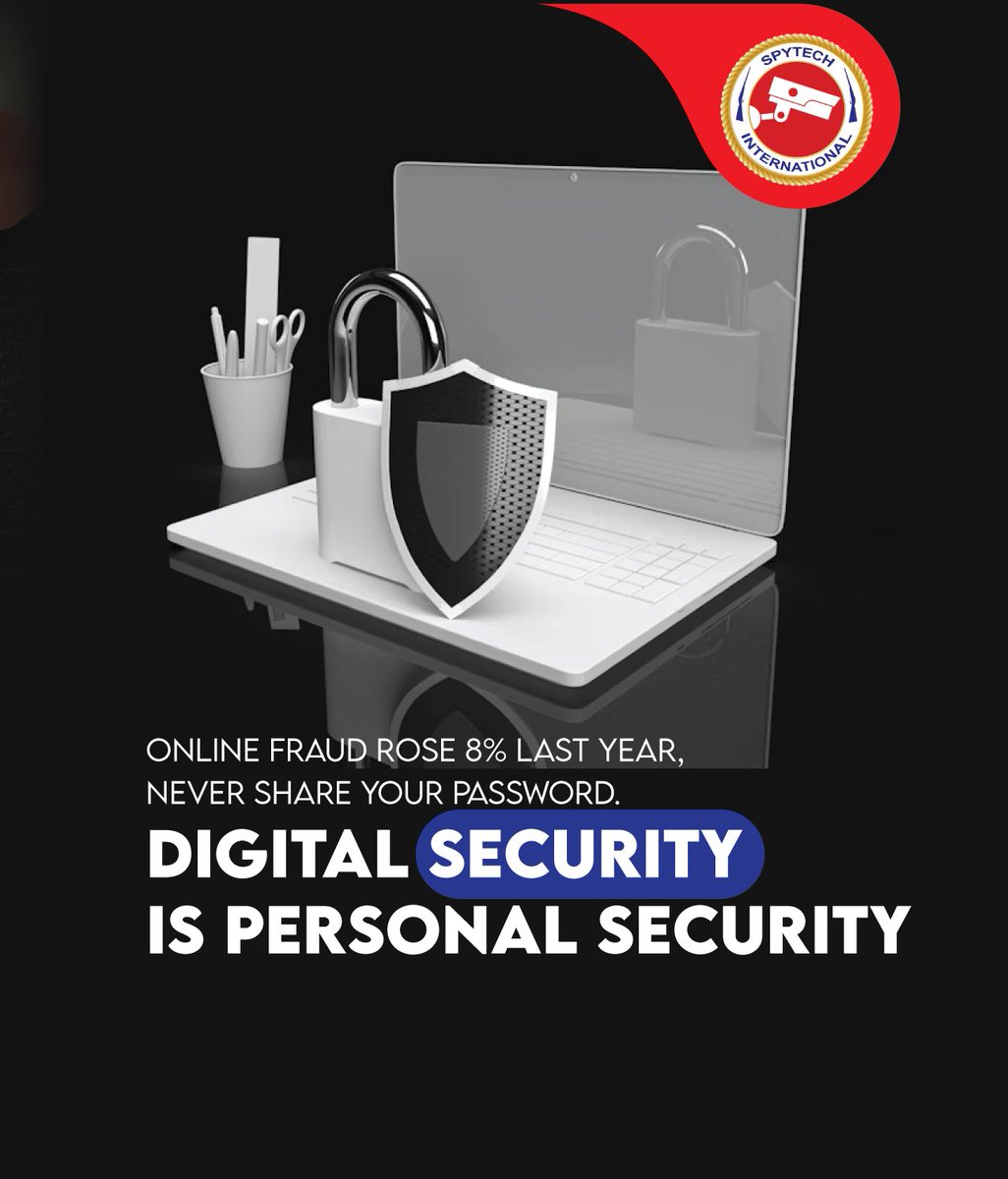 Spytechsecurity's tweet image. Online fraud is rising.
Your password is your first line of defence.
Never share it. Never reuse it.

Digital security = personal security.

#Spytech #CyberSafety
#SpytechInternational #CyberSecurity #DigitalSafety #UgandaSecurity #DataProtection #WeSecureWeProtectWeGuard