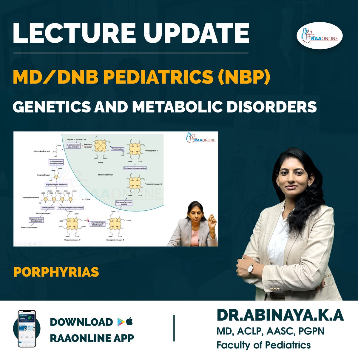 Raaonline's tweet image. Lecture Update in Pediatrics - Porphyrias by Dr. Abinaya. K. A on the RAAONLINE App.
Android: play.google.com/store/apps/det…
IOS: apps.apple.com/in/app/raaonli…
For more Details Contact: +91-9994994266
#Raaonline #freelecture #lectureupdate #pediatrics #pediatrician #medicineupdate