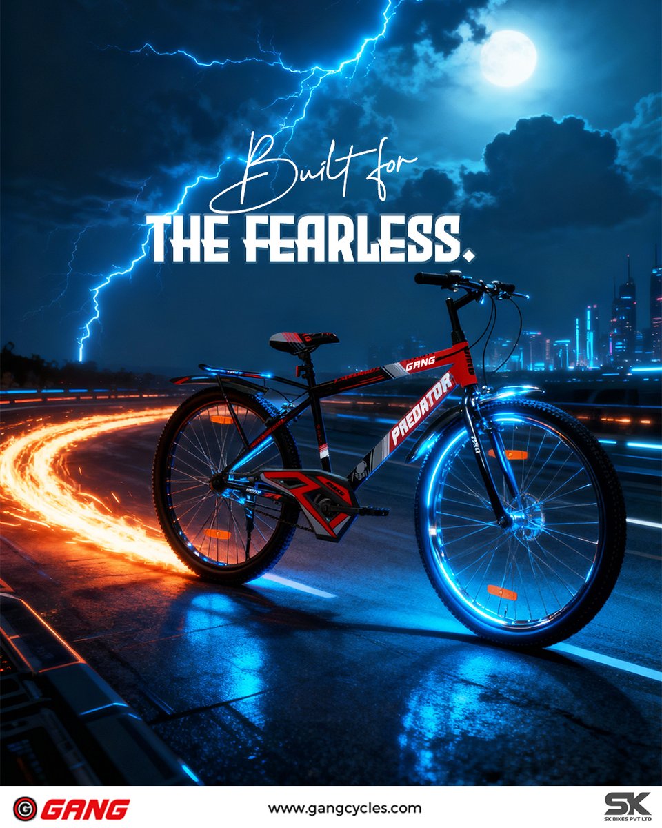 CyclesGang's tweet image. Built for the FEARLESS. ⚡️

When the city sleeps and the storm rolls in, the GANG Predator takes the road. Own the night, chase the lightning, and ride without limits. Your adventure starts where the pavement ends.
