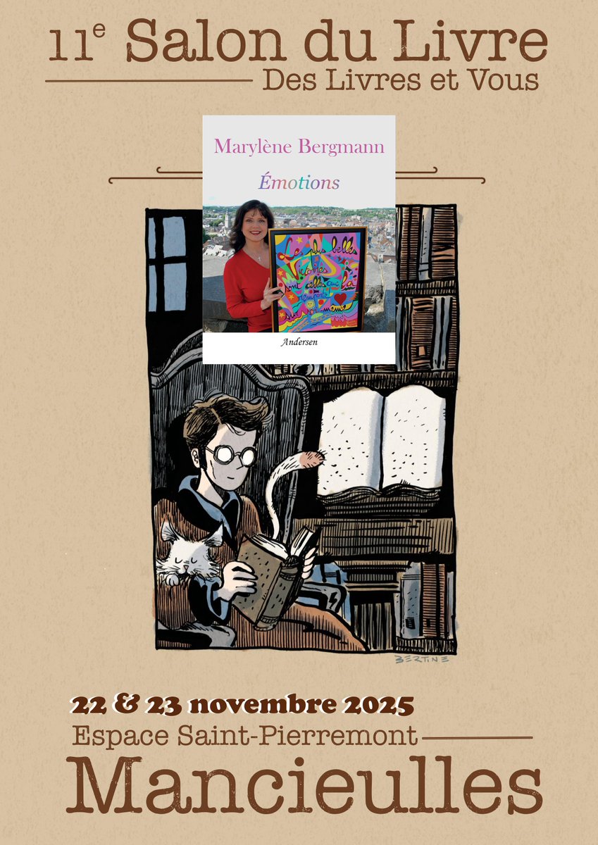 AndersenEdition's tweet image. Samedi 22 &amp;amp; Dimanche 23 novembre | Rencontre | Marylène Bergmann dédicacera Émotions à Mancieulles (54) lors du 11e Salon du livre « Des Livres et Vous » de 14h à 18h le samedi et de 10h à 18h le dimanche (espace Saint-Pierremont).
#MarylèneBergmann #Émotions