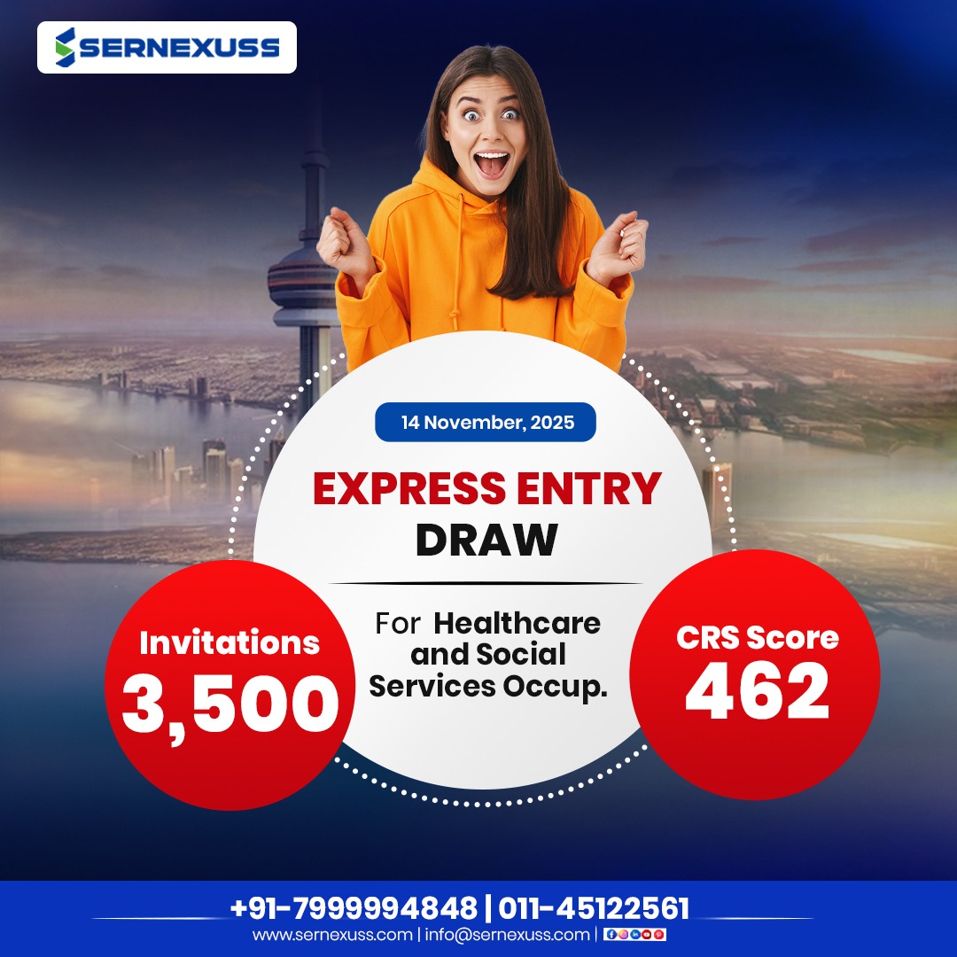 sernexuss's tweet image. &quot;Canada’s latest Express Entry draw is out! 🇨🇦
3,500 invited | CRS 462 | Healthcare &amp;amp; Social Services

Your PR dream is closer than ever!&quot;
📞 +91-7999994848 | 011-45122561
🌐 sernexuss.com
📧 info@sernexuss.com

#ExpressEntry #CRSScore #Sernexuss