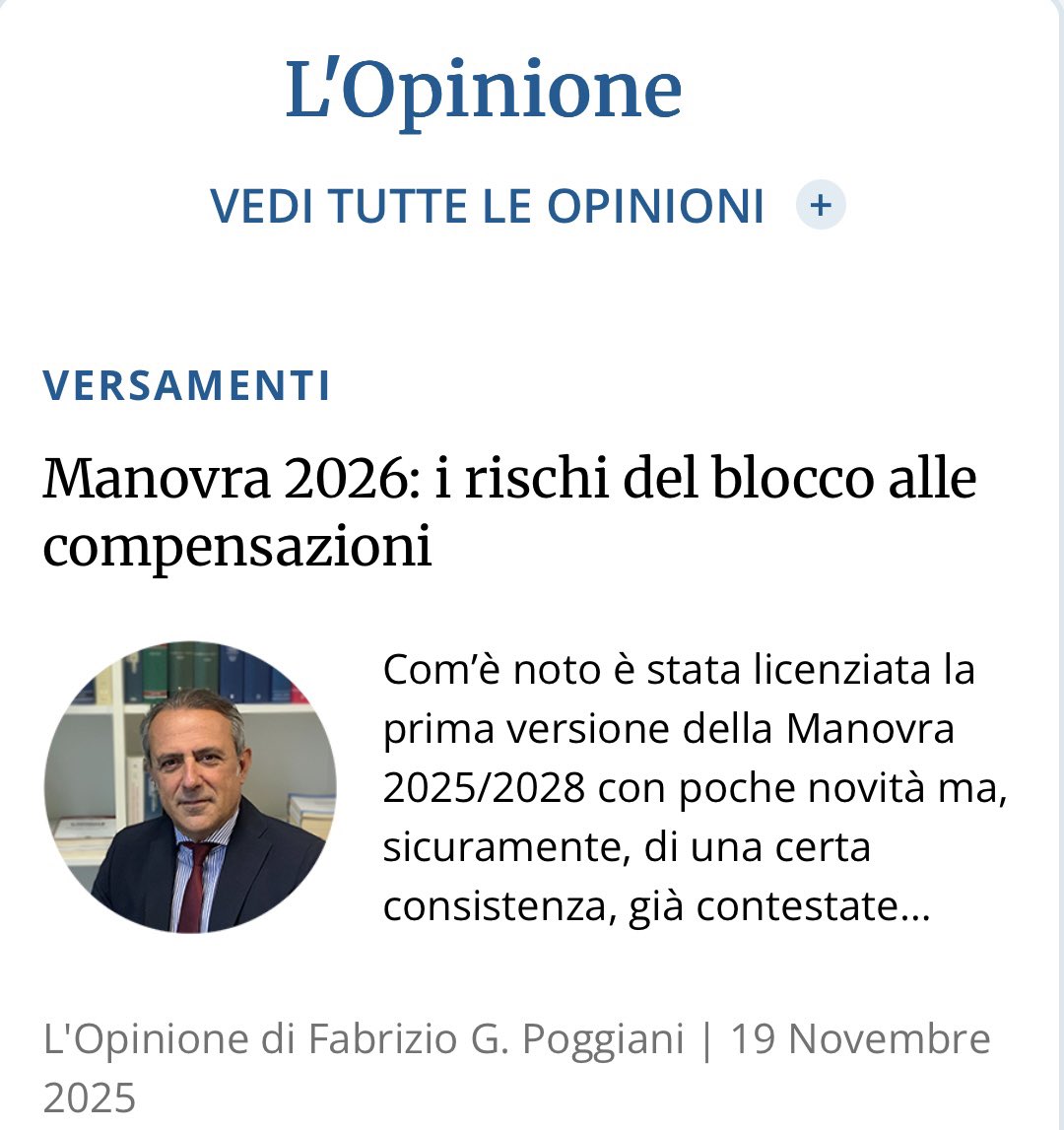FPoggiani's tweet image. #MySolution. A rischio le compensazioni orizzontali. Mio articolo odierno. Buona lettura.