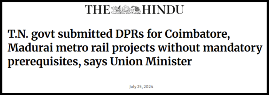 SuryahSG's tweet image. Tamil Nadu CM @mkstalin&apos;s claim that the Union Government “denied” Metro Rail projects for Madurai and Coimbatore is pure misinformation. The Centre has not rejected anything. It simply sought clarifications because the proposals were incomplete. When a state submits half-baked…
