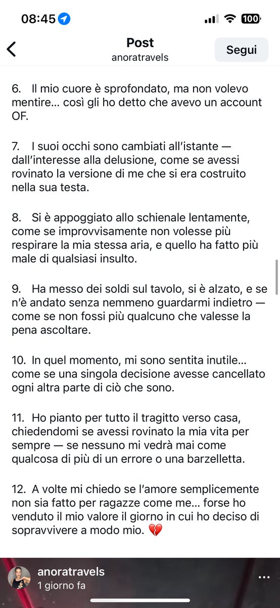 Lavorano come prostitute vendendo corpo e anima, svuotandosi di ogni emozioni diventando corpi usa e getta privi di valore umano e emotivo perché vogliono “sopravvivere a modo loro”.

Meritate e dovete rimanere sole, vuote e abbandonate.