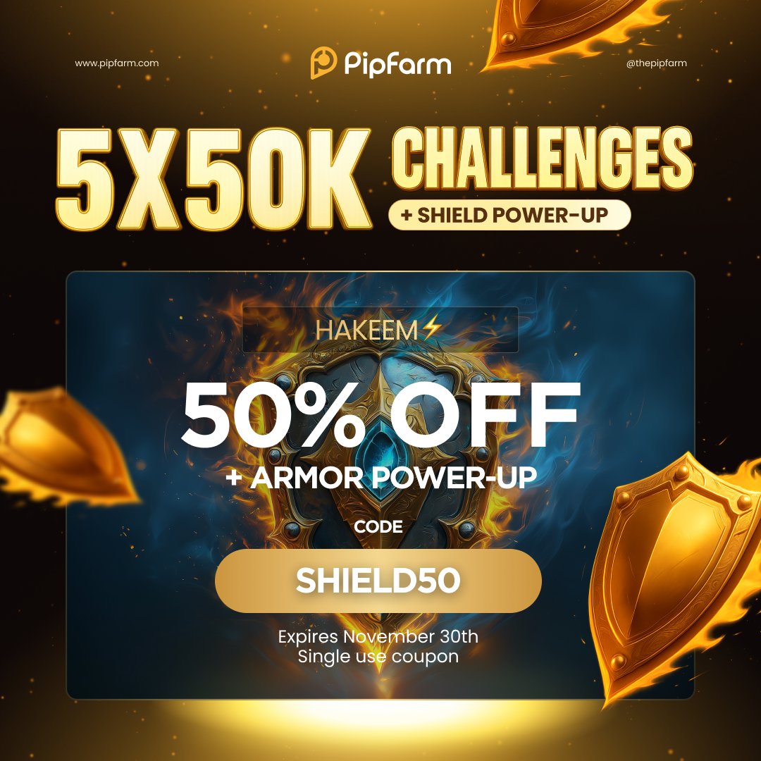 🔥 GIVEAWAY TIME! 🔥

PipFarm is offering 50% OFF + Invincibility Power-Up on challenges!
Use code: INVINCIBILITY50

I’m also running a quick giveaway 🎁✨

To enter:
1️⃣ Like this post
2️⃣ Follow <a href="/skyshark0/">hakeem⚡</a>, <a href="/thepipfarm/">PipFarm | Funded Trader Firm</a>, @chrispipfarm 
3️⃣ Comment “INVINCIBLE”
4️⃣ Tag 2 traders 💛⚡