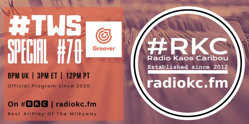 TODAY

🕗8PM UK⚪3PM ET⚪12PM PT

#TWS <a href="/HeyGroover/">Groover</a> SPECIAL

EP #70 │ 2023 #REPLAY

🆕&amp; Upcoming Releases

⬇️Details⬇️
🌐 fb.com/RadioKC/posts/…

📻#🆁🅺🅲 featuring

Becca Todd │ Cecile A │ Chuck Ramsey │ Cigale │ Convertibles │ Crystal Maxwell │ <a href="/David_Clavijo/">David Clavijo</a> 

.../...