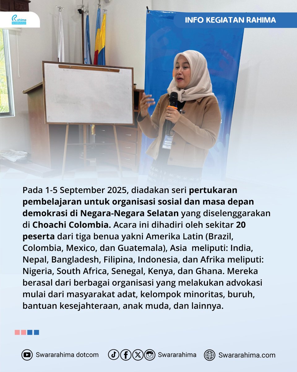 swararahima's tweet photo. Ibu Pera Sopariyanti, Direktur Rahima, berkesempatan mengikuti Learning Exchange Series: Social Organizations and Democratic Future in the Global South.

Keterlibatan ini menjadi ruang belajar bersama organisasi dari berbagai negara ✨️ https://t.co/OKjaXla8Cs