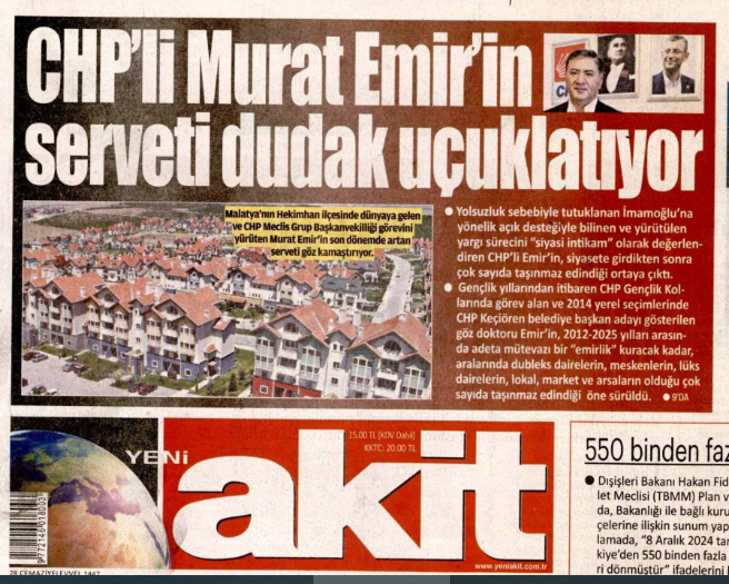 Zekeriya_Say's tweet image. Malatya&apos;nın Hekimhan ilçesinde dünyaya gelen CHP&apos;li Murat Emir...
*
Adeta &quot;Emlak Ağası&quot; gibi...
*
Üzerine kayıtlı gayrimenkullerle mütevazı bir &quot;Emirlik&quot; kurulur.
*
CHP&apos;de siyaset yapanlar neden &quot;zengin&quot; oluyor?