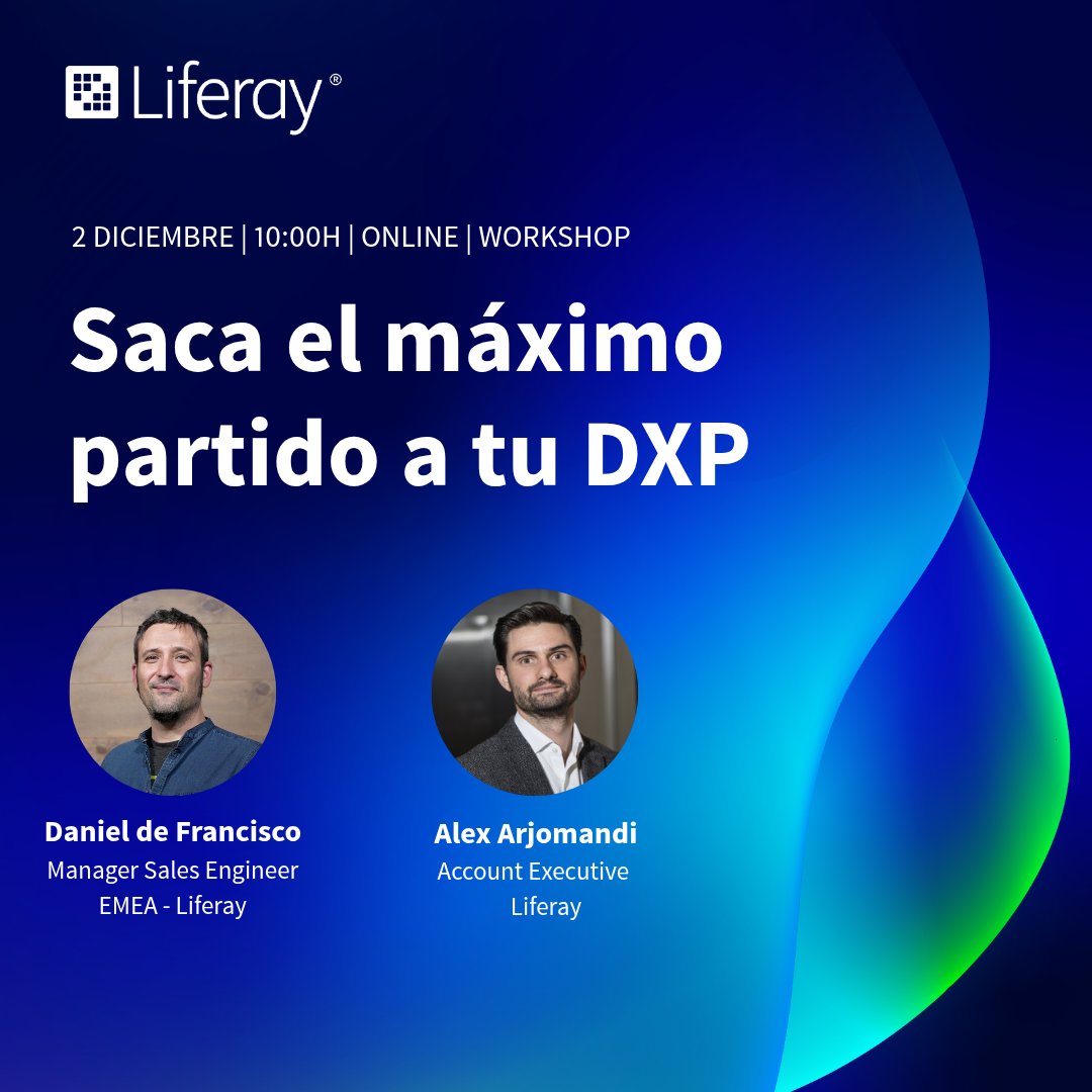 Liferay_es's tweet image. ¿Quieres sacar más partido a tu DXP? El 2 de diciembre lanzamos un workshop para conocer las últimas funcionalidades de Liferay DXP y optimizar tus proyectos.

AI Assistant, low-code y nuevos dashboards.
Regístrate 👉 liferay.com/es/web/lr/whor…

#LiferayDXP #DigitalExperience #DXP