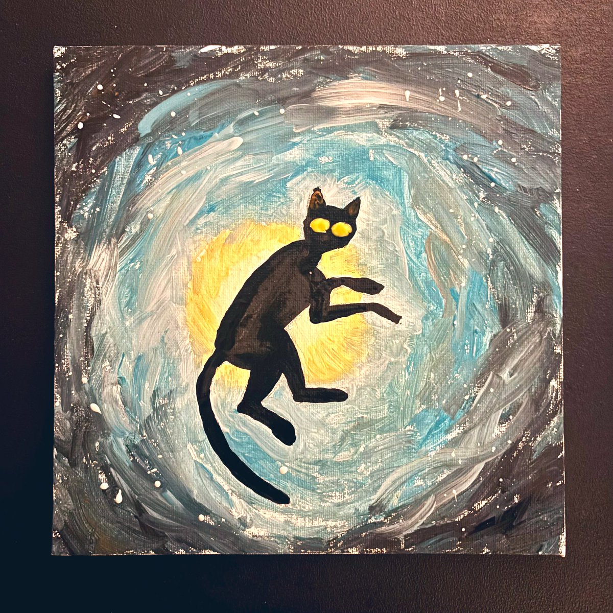 bwsaari's tweet image. I think I’d like to start painting more for fun… here’s my first attempt, inspired by #Flow 🐈‍⬛