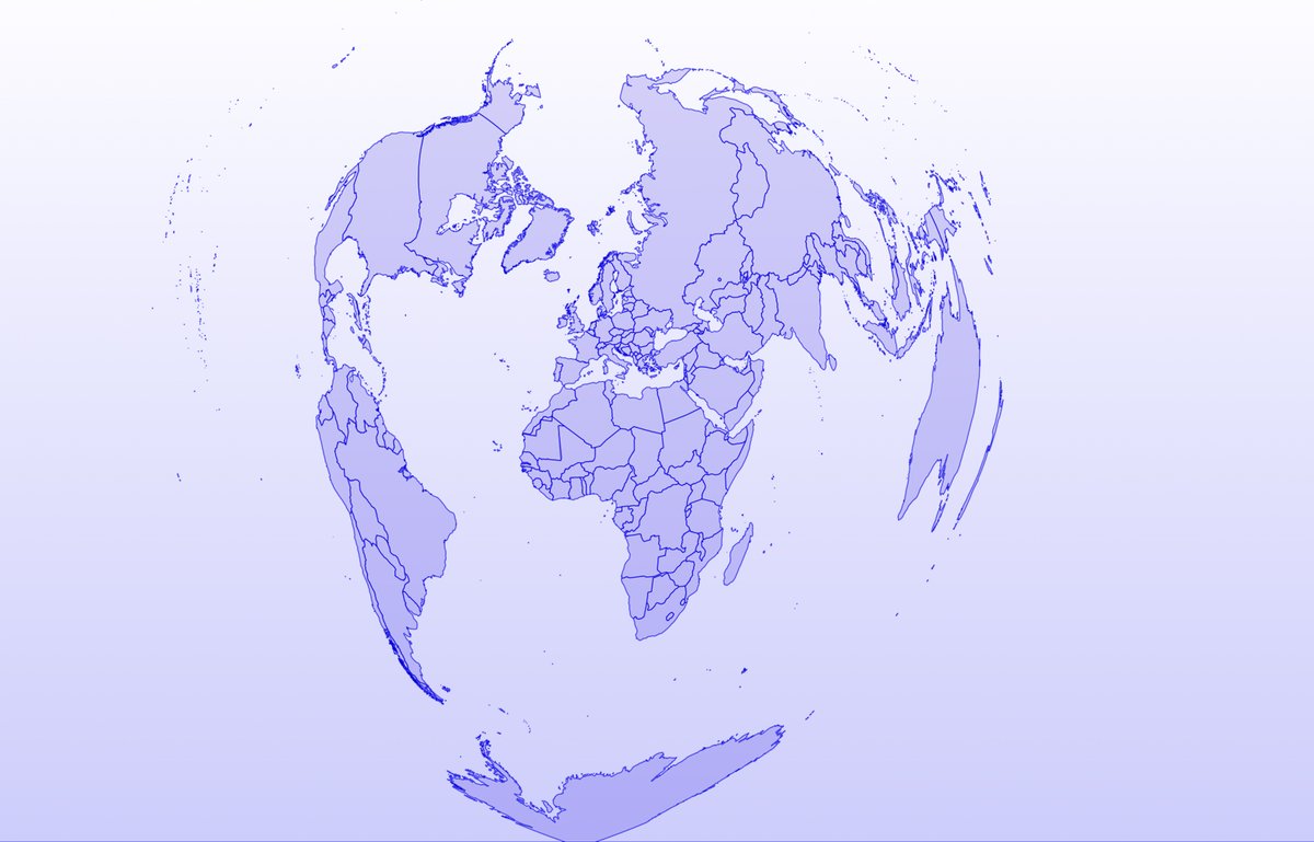 Quarticle_'s tweet image. Today’s #30DayMapChallenge is all about projections.

Here’s the world through a heart-shaped projection, giving the map a creative twist the farther out you look.

#Cartography #MapProjections