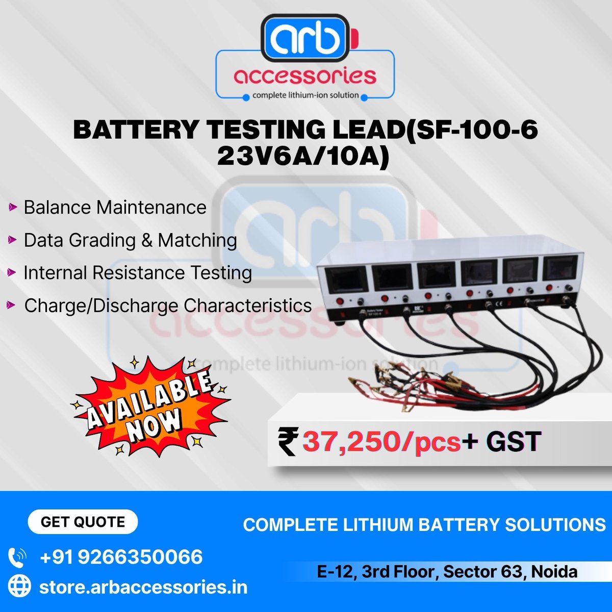 arb_ltd's tweet image. 🔋 D K MACHING ⚙️

🔹 Lithium Battery Pack Test Machine (9–99V / 10–20A) (DSF20) – 
🔹 Battery Testing Lead (SF-100-6 23V6A/10A) –
🔹 Lead Acid Battery Testing Machine (CD6G-312) 

🛒 Buy Now: 
store.arbaccessories.in/category/dk-ma…

#Arbaccessories #BatteryTesting #BatteryTester