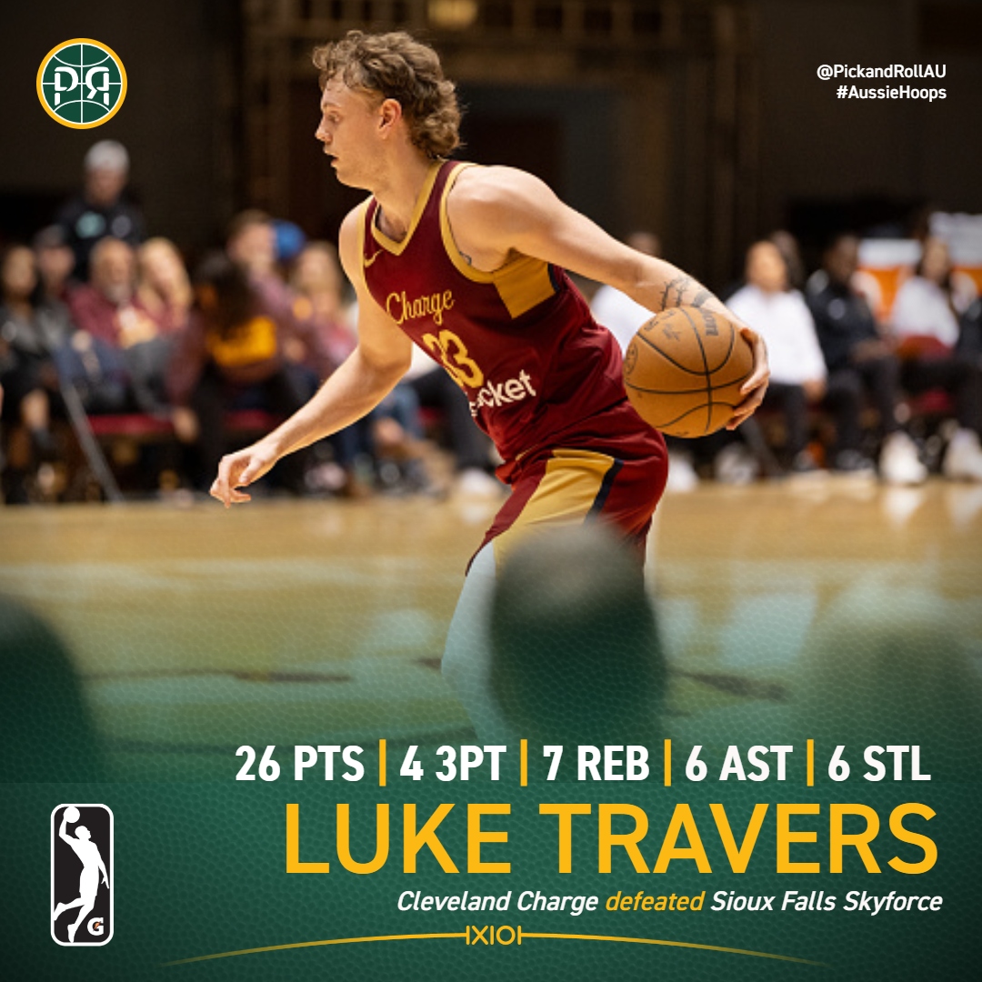 PickandRollAU's tweet image. Luke Travers STUFFED the stats sheet in the Cleveland Charge&apos;s thrilling 139-137 win against the Sioux Falls Skyforce in the NBA G League.
#AussieHoops #NBAGLeague
