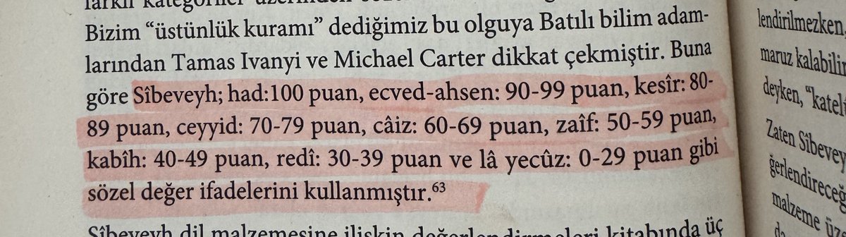 Sîbeveyh’in eserinde kullandığı “ahsen, ceyyid, kabîh” gibi kelimelerin bir derecelendirme ifade ettiği başkalarının da dikkatini çekmiş. Güzel bir detay